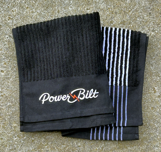 PowerBilt Classic Caddy Towel - Black with White Stripes